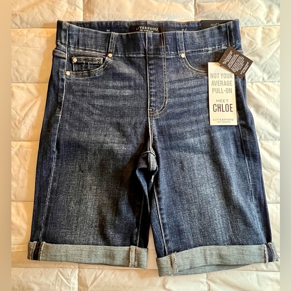 Liverpool Shorts Nwt Liverpool Chloe Bermuda Pull On Jean Shorts